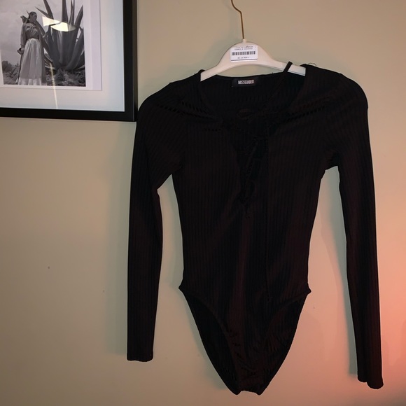 Missguided lace up black bodysuit US 4 - Picture 3 of 6
